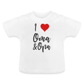 Baby, I Love Oma und Opa Geschenkidee - Baby Bio-T-Shirt mit Rundhals - Weiß - Vorne