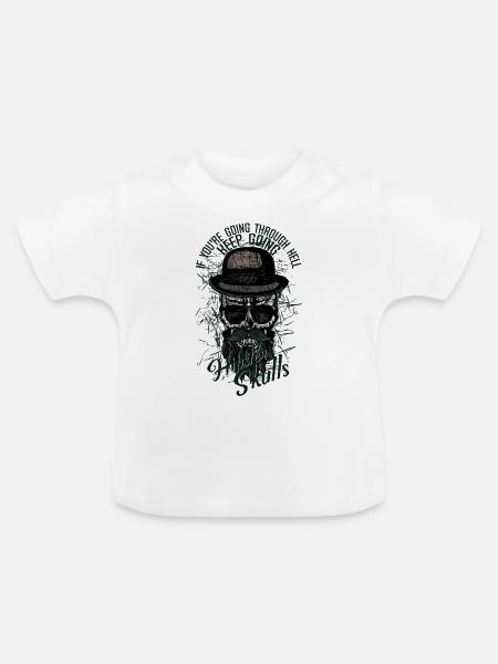 Hipster Schädel Schädel Schädel Piratenzitat - Baby Bio-T-Shirt mit Rundhals - Weiß