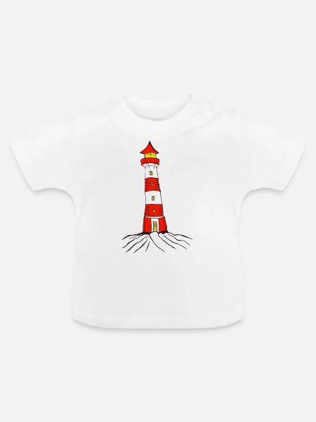 Leuchtturm - Baby Bio-T-Shirt mit Rundhals - Weiß