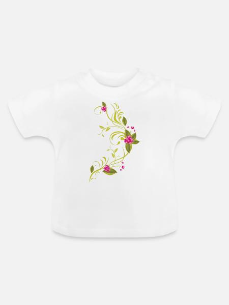 Blühender Zweig - Baby Bio-T-Shirt mit Rundhals - Weiß
