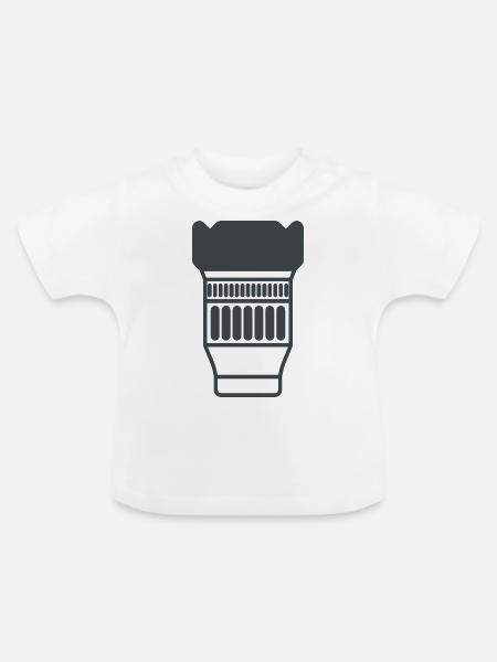 Kameraobjektiv - Baby Bio-T-Shirt mit Rundhals - Weiß