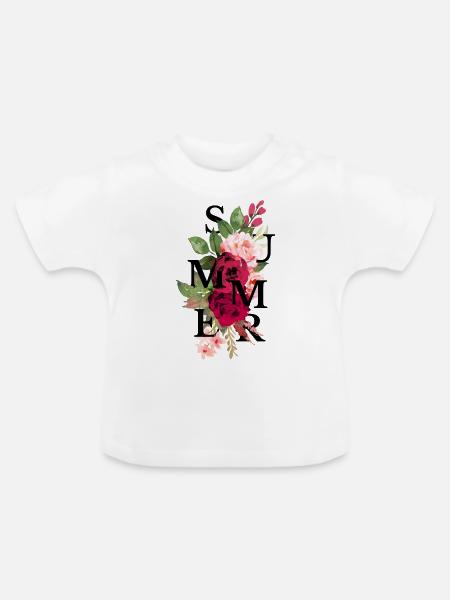 Sommerblume - Baby Bio-T-Shirt mit Rundhals - Weiß