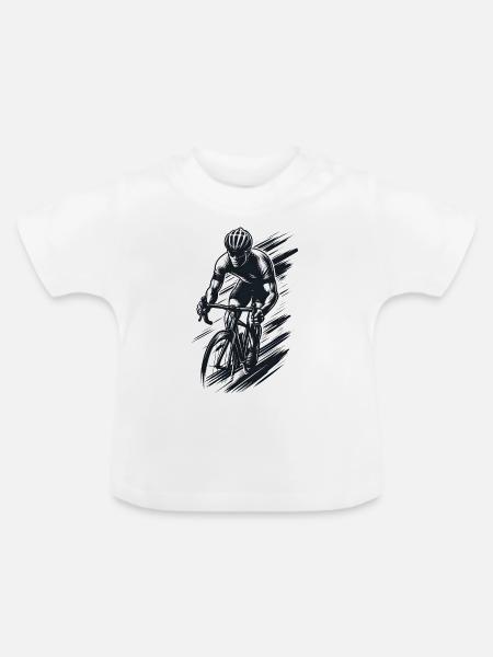 Radfahrer, Grafik - Baby Bio-T-Shirt mit Rundhals - Weiß