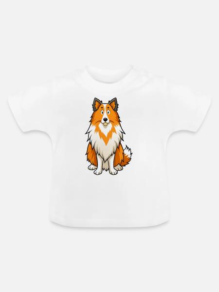 Alert Shetland Schäferhund Digitale Kunst - Baby Bio-T-Shirt mit Rundhals - Weiß