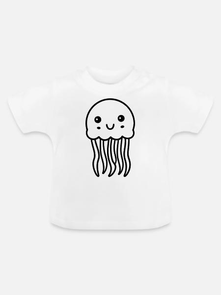 Qualle - Baby Bio-T-Shirt mit Rundhals - Weiß
