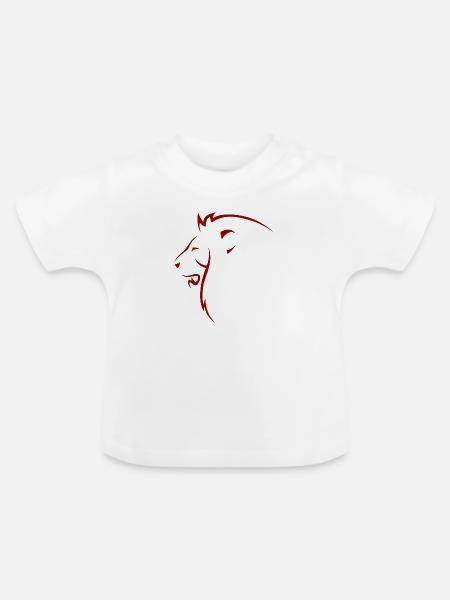 Löwenkopf siluette rot - Baby Bio-T-Shirt mit Rundhals - Weiß