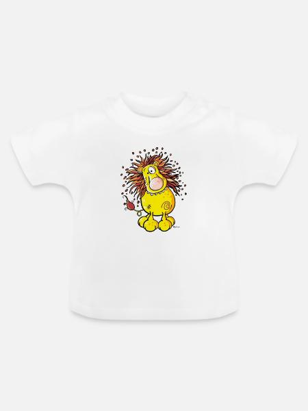 Süßer Löwe - Baby Bio-T-Shirt mit Rundhals - Weiß