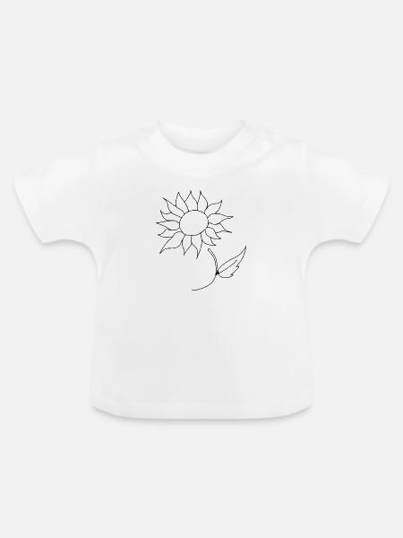 Sonnenblume Oneline - Baby Bio-T-Shirt mit Rundhals - Weiß