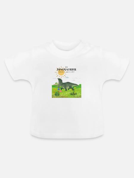 Dinosaurier ART - Baby Bio-T-Shirt mit Rundhals - Weiß