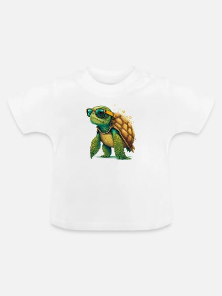 Turtle old - Baby Bio-T-Shirt mit Rundhals - Weiß