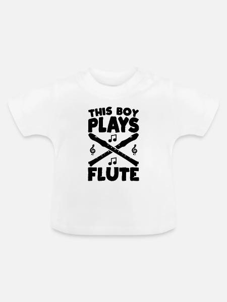 This Boy Plays Flute - Baby Bio-T-Shirt mit Rundhals - Weiß