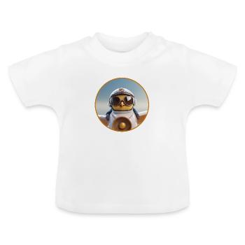 Small Pilot Chick - Baby Organic T-Shirt with Round Neck - white - Front