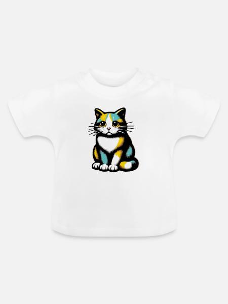 Katze - Baby Bio-T-Shirt mit Rundhals - Weiß