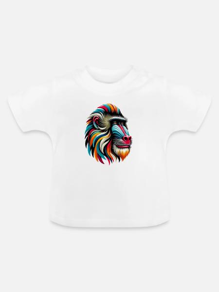 Mandrill-Affe - Baby Bio-T-Shirt mit Rundhals - Weiß