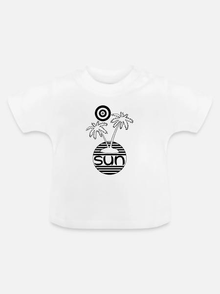 Sonne im Paradies (Schwarz) - Baby Bio-T-Shirt mit Rundhals - Weiß