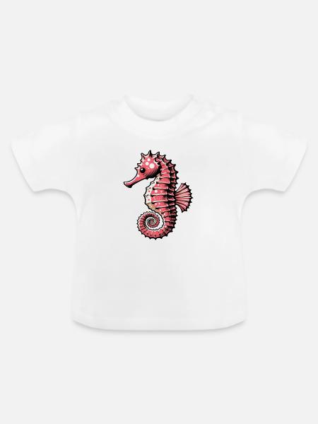 Seepferdchen - Baby Bio-T-Shirt mit Rundhals - Weiß