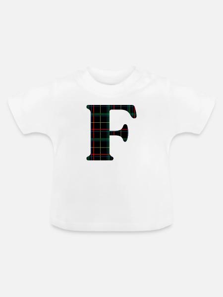 Monogramm f Schottischer Tartan - Baby Bio-T-Shirt mit Rundhals - Weiß