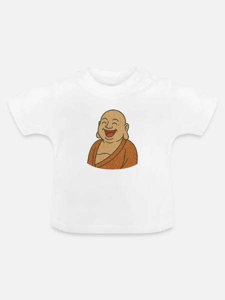 Budda_der_lacht- - Baby Bio-T-Shirt mit Rundhals - Weiß