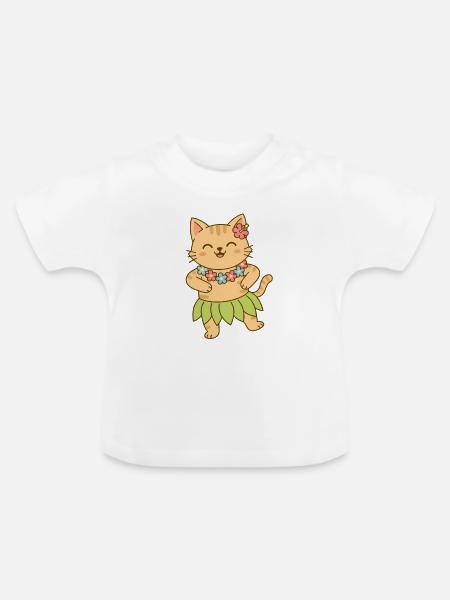 Katze auf Hawaii - Baby Bio-T-Shirt mit Rundhals - Weiß
