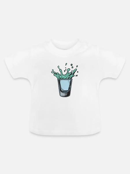 Spritzglas Splash in Teal Neon - Baby Bio-T-Shirt mit Rundhals - Weiß