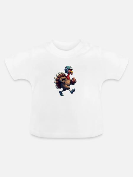 Thanksgiving Football Truthahn - Baby Bio-T-Shirt mit Rundhals - Weiß