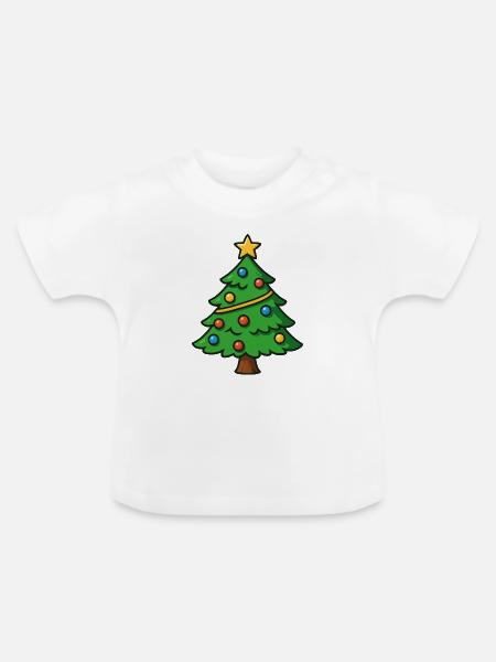 Weihnachtsbaum Cartoon - Baby Bio-T-Shirt mit Rundhals - Weiß