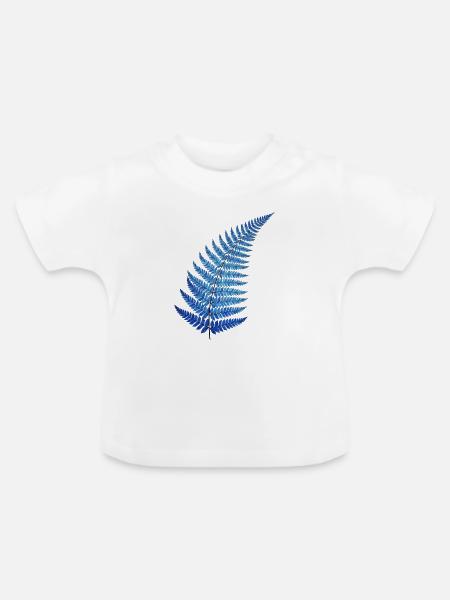 Blauer Farn Traum - Baby Bio-T-Shirt mit Rundhals - Weiß