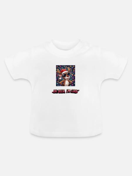 OH Deer, I´m Cool - Baby Bio-T-Shirt mit Rundhals - Weiß