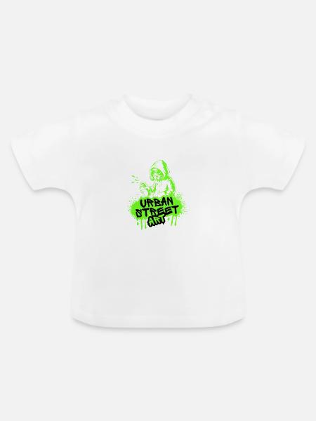 Neon Street Art Spray - Baby Bio-T-Shirt mit Rundhals - Weiß
