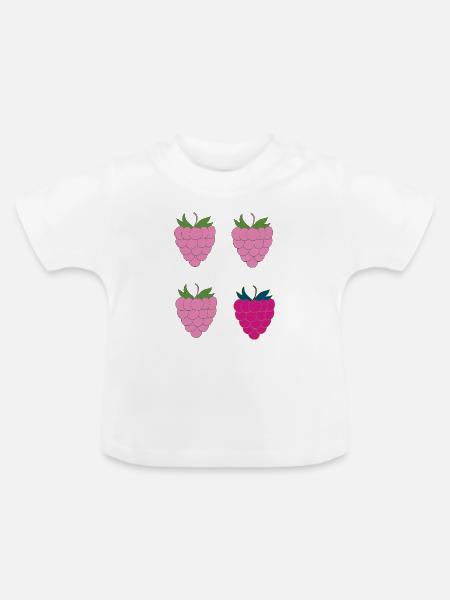Doppel-Himbeer Pop-Art - Baby Bio-T-Shirt mit Rundhals - Weiß