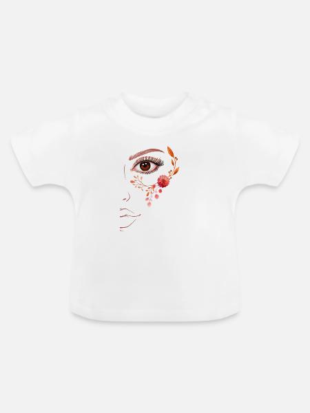 Boho Line Art Floral Design - Baby Bio-T-Shirt mit Rundhals - Weiß