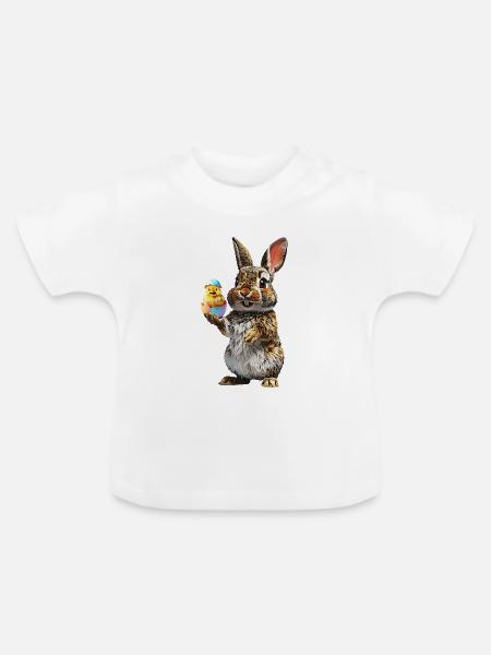 Hase - Baby Bio-T-Shirt mit Rundhals - Weiß