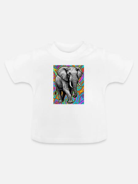 Elefant - Baby Bio-T-Shirt mit Rundhals - Weiß
