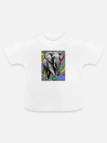Elefant - Baby Bio-T-Shirt mit Rundhals - Weiß
