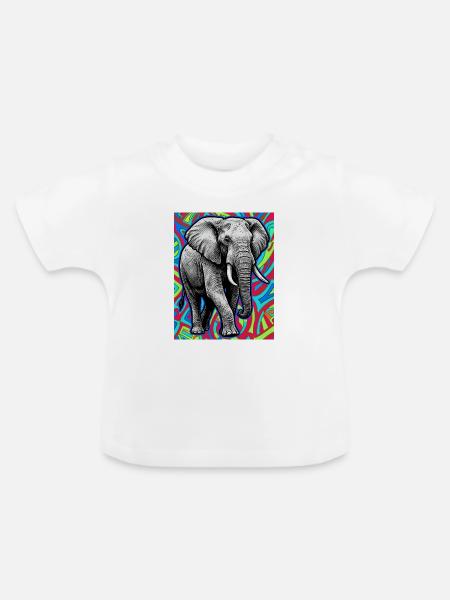 Elefant - Baby Bio-T-Shirt mit Rundhals - Weiß