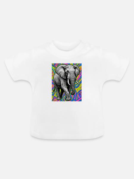 Elefant - Baby Bio-T-Shirt mit Rundhals - Weiß