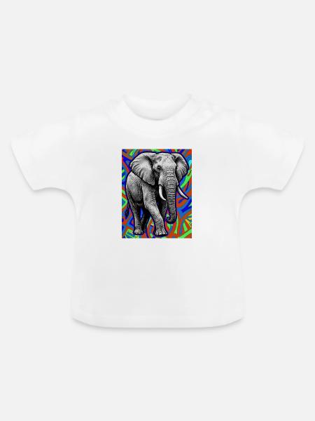 Elefant - Baby Bio-T-Shirt mit Rundhals - Weiß