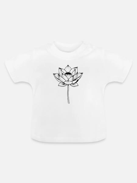Lotus Lotusblüte schwarz Blume - Baby Bio-T-Shirt mit Rundhals - Weiß