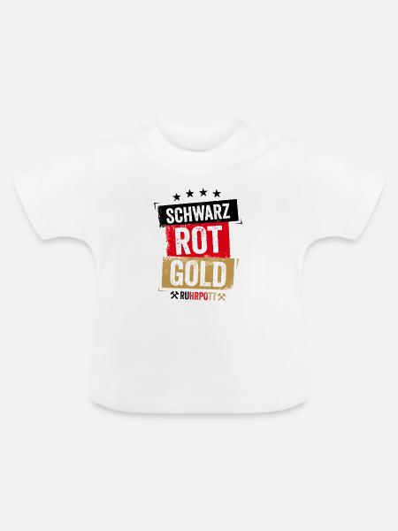 Schwarz Rot Gold Ruhrpott - Baby Bio-T-Shirt mit Rundhals - Weiß