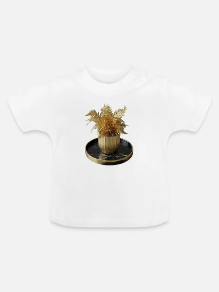 Moderne Kunst Goldfarn - Baby Bio-T-Shirt mit Rundhals - Weiß