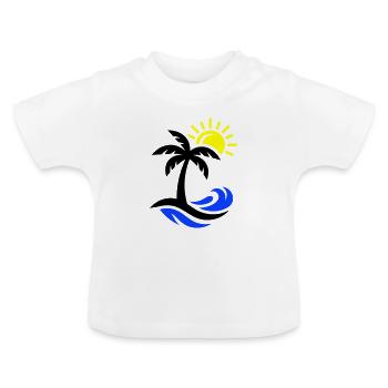 Palm Tree Beach Ocean - Baby Organic T-Shirt with Round Neck - white - Front
