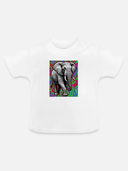 Elefant - Baby Bio-T-Shirt mit Rundhals - Weiß
