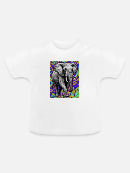 Elefant - Baby Bio-T-Shirt mit Rundhals - Weiß