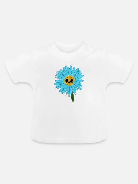 Blue Daisy - Baby Bio-T-Shirt mit Rundhals - Weiß