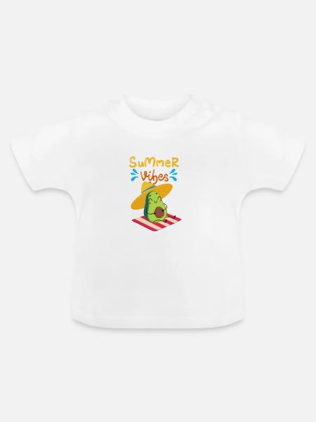 Sommerstimmung mit Avocado - Baby Bio-T-Shirt mit Rundhals - Weiß