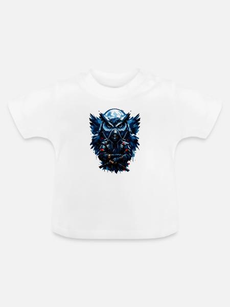Nächtlicher Uhu-Samurai - Baby Bio-T-Shirt mit Rundhals - Weiß