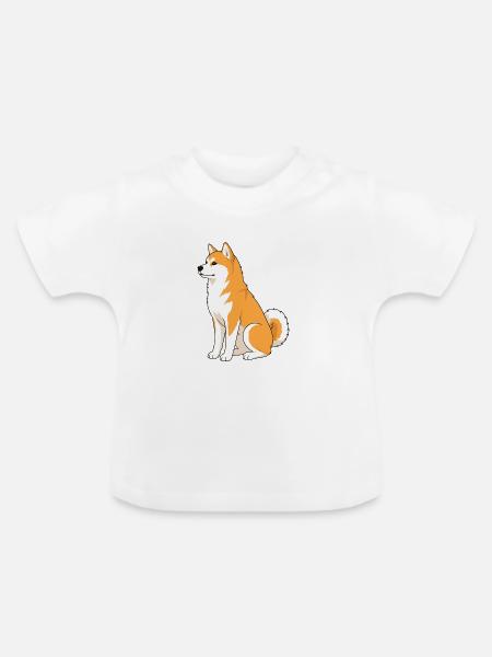 Fröhliche Shiba-Inu-Illustration - Baby Bio-T-Shirt mit Rundhals - Weiß