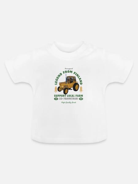 Finnischer Bauernhof-Legendentraktor - Baby Bio-T-Shirt mit Rundhals - Weiß