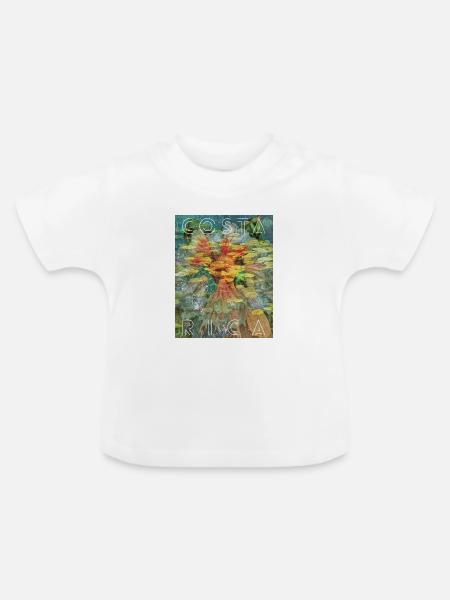 Costa Rica Tropenblätter Collage - Baby Bio-T-Shirt mit Rundhals - Weiß