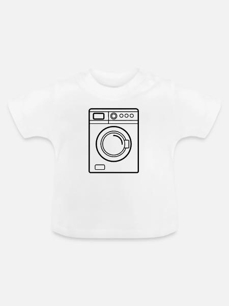 Waschmaschine - Baby Bio-T-Shirt mit Rundhals - Weiß